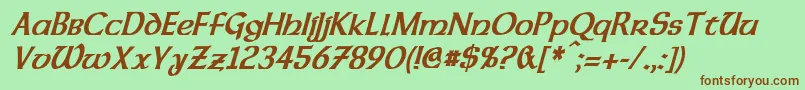 DalelandsUncialCondensedBoldItalic Font – Brown Fonts on Green Background