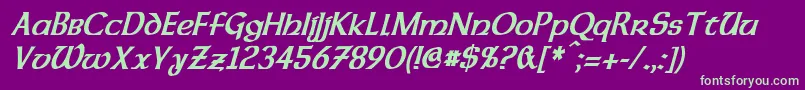 DalelandsUncialCondensedBoldItalic Font – Green Fonts on Purple Background