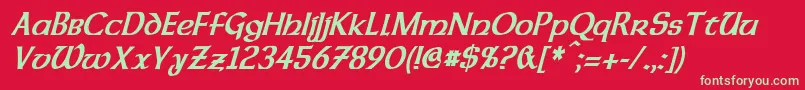 DalelandsUncialCondensedBoldItalic Font – Green Fonts on Red Background