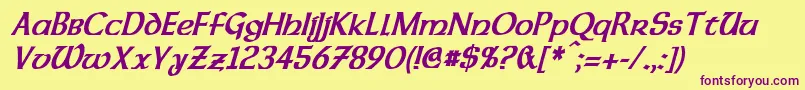 DalelandsUncialCondensedBoldItalic Font – Purple Fonts on Yellow Background