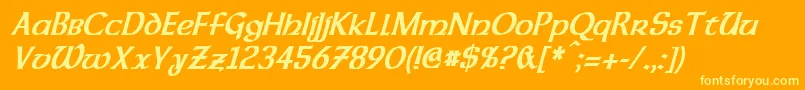 DalelandsUncialCondensedBoldItalic Font – Yellow Fonts on Orange Background