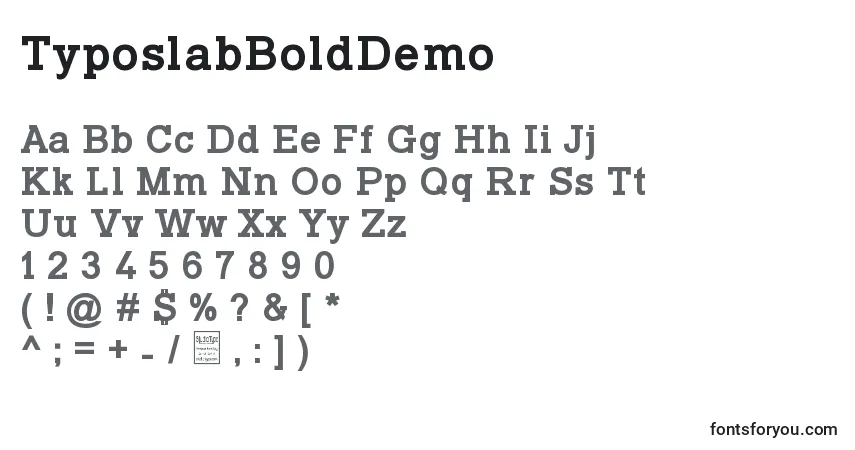 Шрифт TyposlabBoldDemo – алфавит, цифры, специальные символы