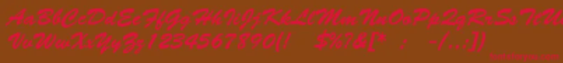 BanffNormal-Schriftart – Rote Schriften auf braunem Hintergrund