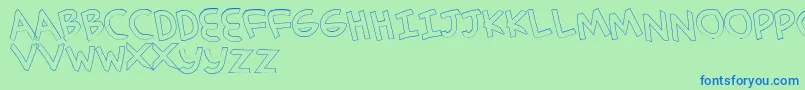 フォントSimplehandOutline – 青い文字は緑の背景です。