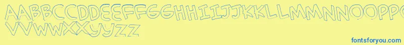 Fonte SimplehandOutline – fontes azuis em um fundo amarelo