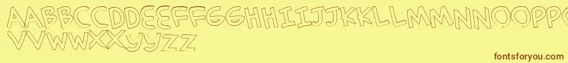 Fonte SimplehandOutline – fontes marrons em um fundo amarelo