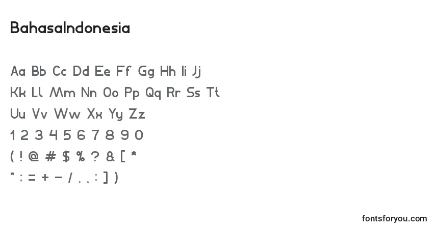 A fonte BahasaIndonesia – alfabeto, números, caracteres especiais