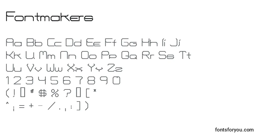 Czcionka Fontmakers – alfabet, cyfry, specjalne znaki
