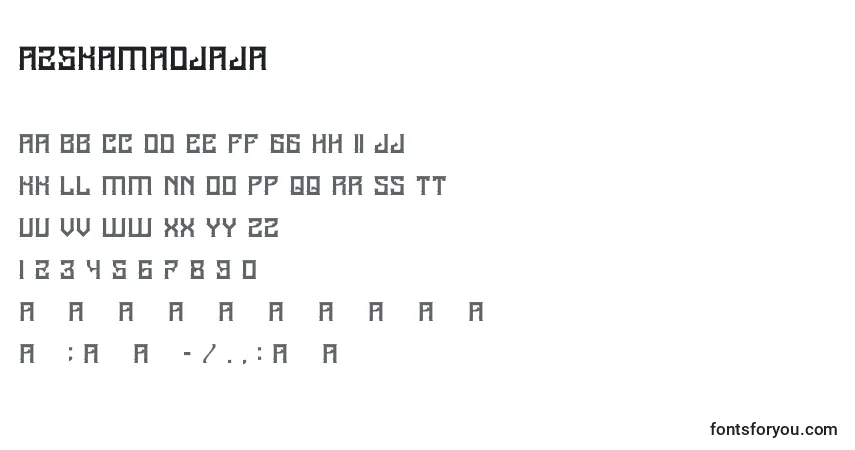 A fonte A25Kamadjaja – alfabeto, números, caracteres especiais