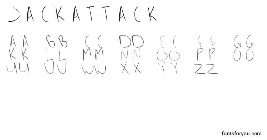 Czcionka Jackattack – alfabet, cyfry, specjalne znaki