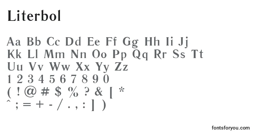 Шрифт Literbol – алфавит, цифры, специальные символы