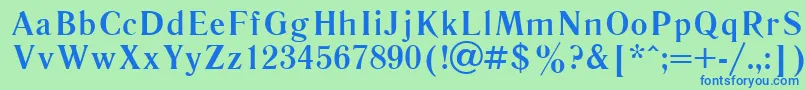 フォントLiterbol – 青い文字は緑の背景です。