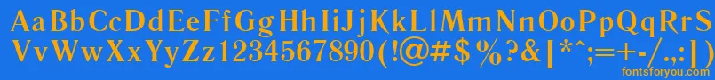 Saiba mais sobre a fonte Literbol Fonte Literbol – fontes laranjas em um fundo azul