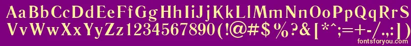 Saiba mais sobre a fonte Literbol Fonte Literbol – fontes amarelas em um fundo roxo