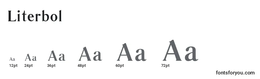 Größen der Schriftart Literbol