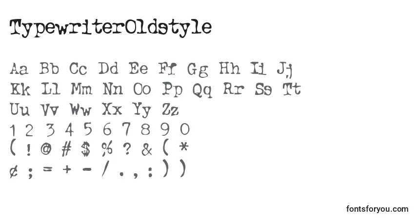 A fonte TypewriterOldstyle – alfabeto, números, caracteres especiais