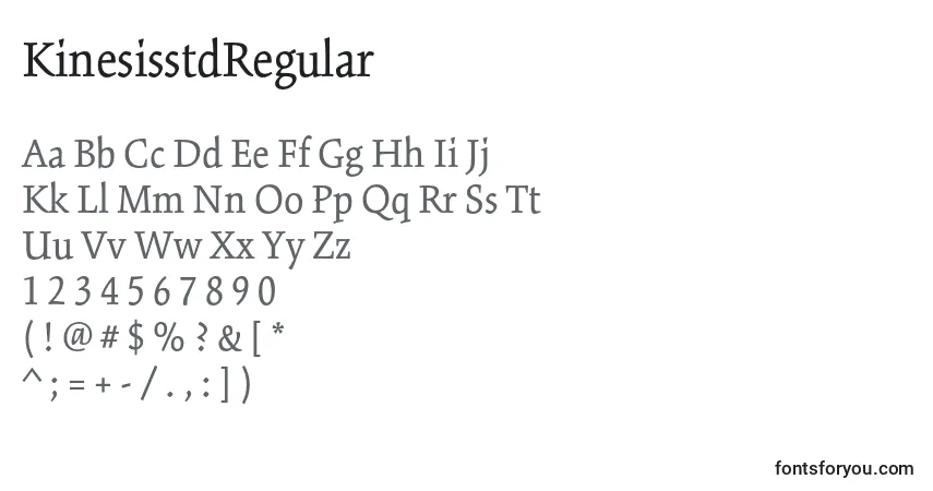 A fonte KinesisstdRegular – alfabeto, números, caracteres especiais