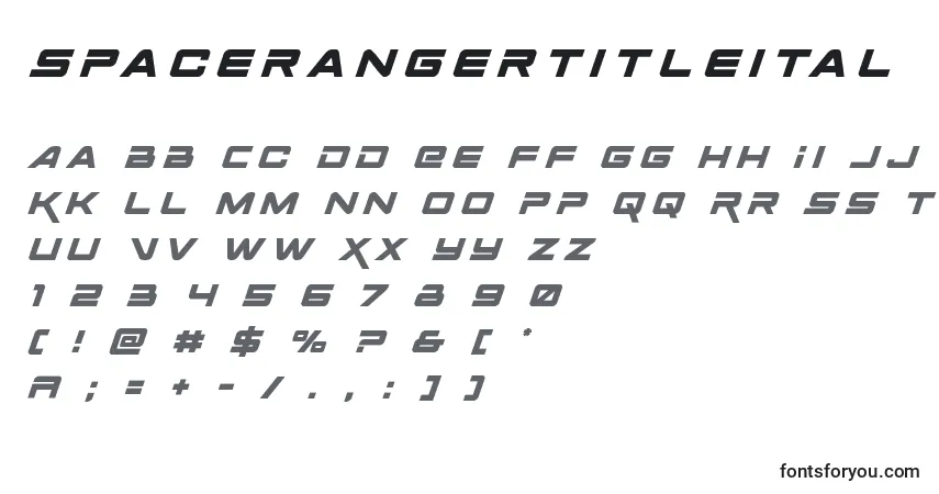 Czcionka Spacerangertitleital – alfabet, cyfry, specjalne znaki