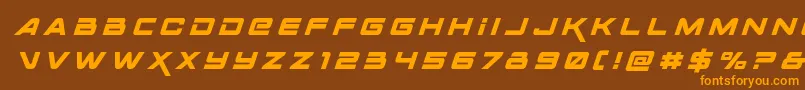 Spacerangertitleital-Schriftart – Orangefarbene Schriften auf braunem Hintergrund