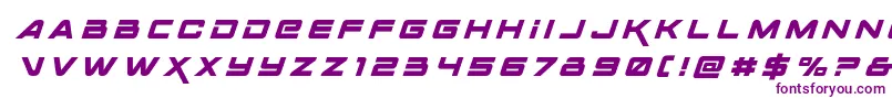 Spacerangertitleital-Schriftart – Violette Schriften auf weißem Hintergrund