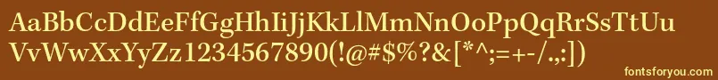 KeplerstdMedium-fontti – keltaiset fontit ruskealla taustalla