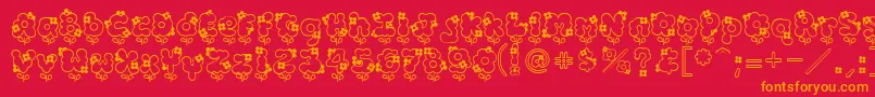 フォントHannah – 赤い背景にオレンジの文字