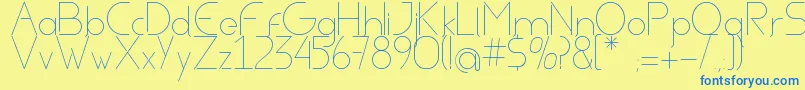 AvielLight Font – Blue Fonts on Yellow Background