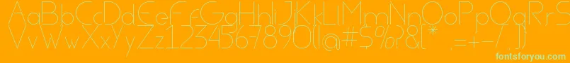 AvielLight-Schriftart – Grüne Schriften auf orangefarbenem Hintergrund