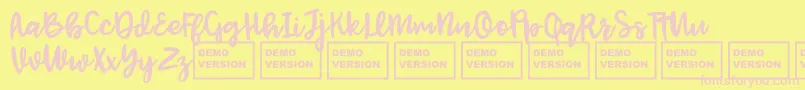JenthillDemo-fontti – vaaleanpunaiset fontit keltaisella taustalla