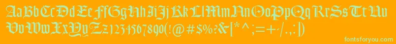 Goudytextmtstd Font – Green Fonts on Orange Background