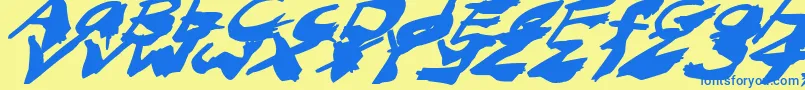 NightmareInkItalic Font – Blue Fonts on Yellow Background