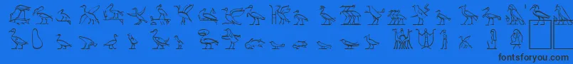 Fonte HyroglyphesTwo – fontes pretas em um fundo azul