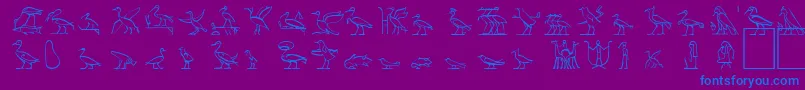 HyroglyphesTwo-Schriftart – Blaue Schriften auf violettem Hintergrund