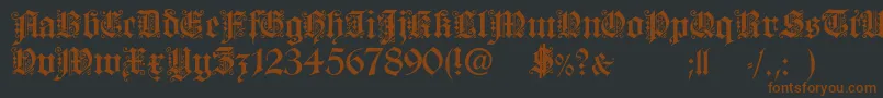 Fonte FortunaGothicFlorishc – fontes marrons em um fundo preto