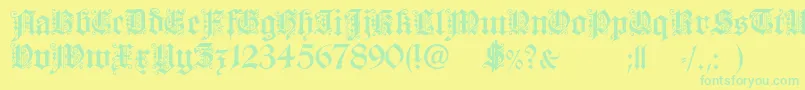 Police FortunaGothicFlorishc – polices vertes sur fond jaune