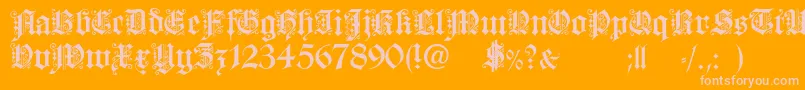 FortunaGothicFlorishc-Schriftart – Rosa Schriften auf orangefarbenem Hintergrund