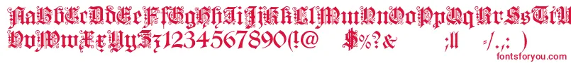 FortunaGothicFlorishc Font – Red Fonts on White Background