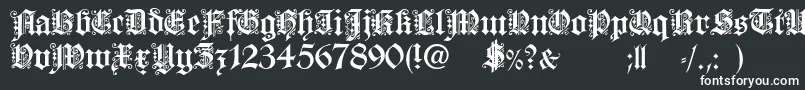 FortunaGothicFlorishc-Schriftart – Weiße Schriften auf schwarzem Hintergrund