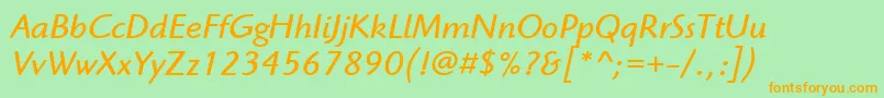 ItcHighlanderLtBookItalic Font – Orange Fonts on Green Background