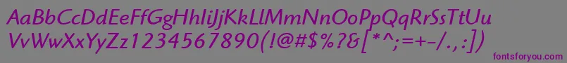 ItcHighlanderLtBookItalic Font – Purple Fonts on Gray Background