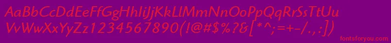 ItcHighlanderLtBookItalic Font – Red Fonts on Purple Background