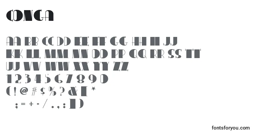 Schriftart Conga – Alphabet, Zahlen, spezielle Symbole