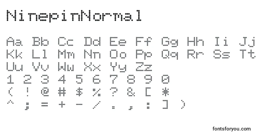 Schriftart NinepinNormal – Alphabet, Zahlen, spezielle Symbole