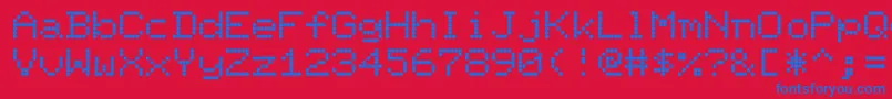 NinepinNormal-Schriftart – Blaue Schriften auf rotem Hintergrund