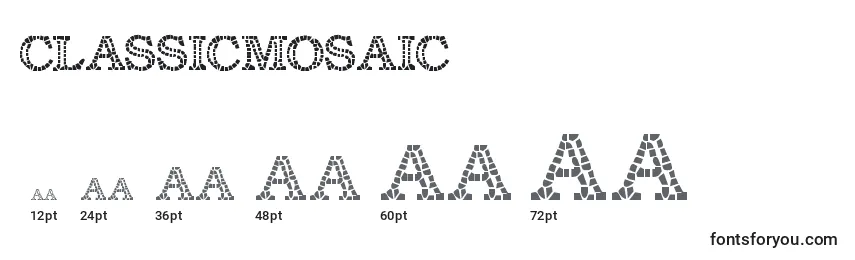 Размеры шрифта Classicmosaic