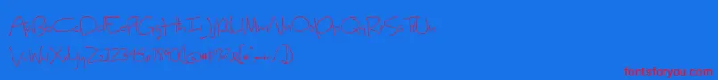 SweetHomeOklahoma-Schriftart – Rote Schriften auf blauem Hintergrund