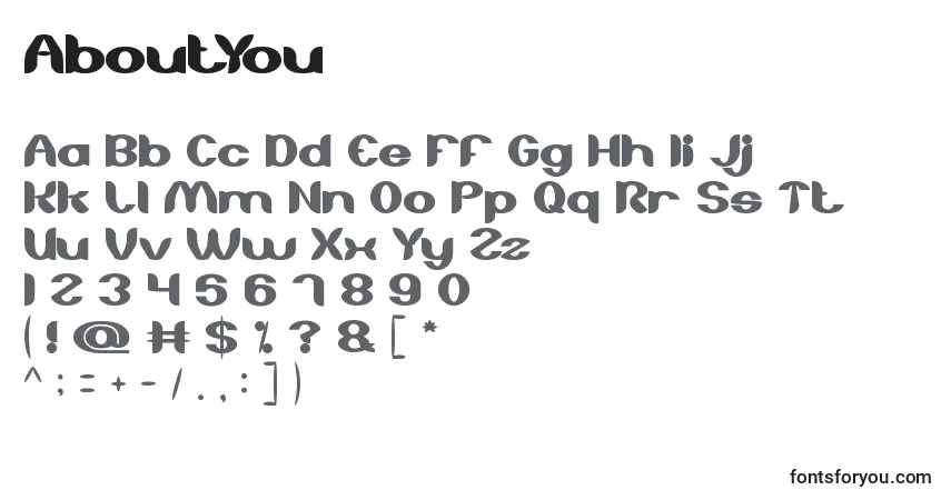 characters of aboutyou font, letter of aboutyou font, alphabet of  aboutyou font