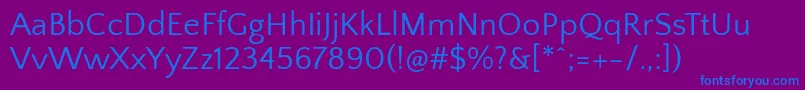 QuattrocentosansRegular Font – Blue Fonts on Purple Background