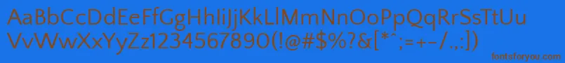 QuattrocentosansRegular-Schriftart – Braune Schriften auf blauem Hintergrund