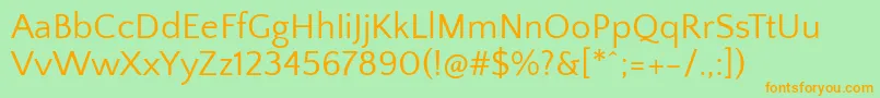 QuattrocentosansRegular Font – Orange Fonts on Green Background